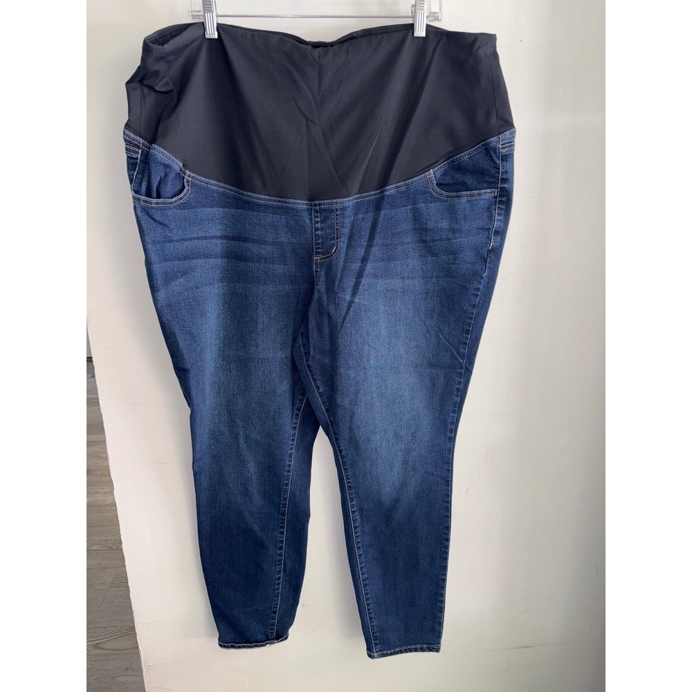 Maurices Maternity Dark Wash Skinny Jeans Plus Size 22W Full Belly Band Denim
